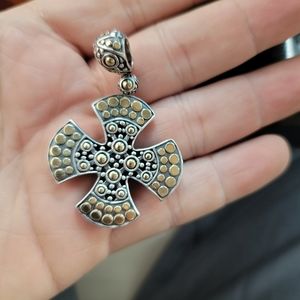John Hardy 18kt Gold & Silver Dot Cross Large